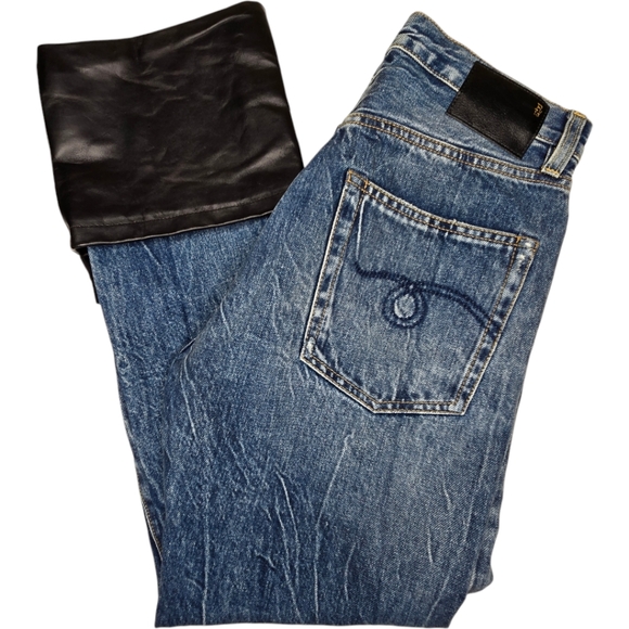 R13 Axl Leather-Cuff High-Rise Straight-Leg Jeans Size 27 - Picture 6 of 16